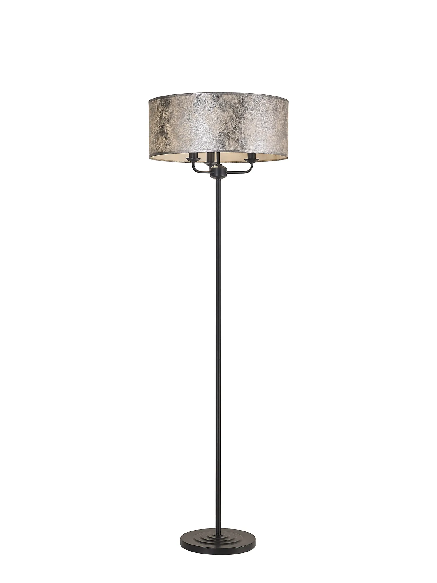 DK1072  Banyan 45cm 3 Light Floor Lamp Matt Black; Silver Leaf